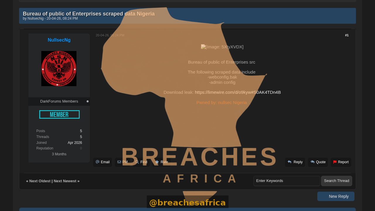 Screenshot of the DarkForums thread