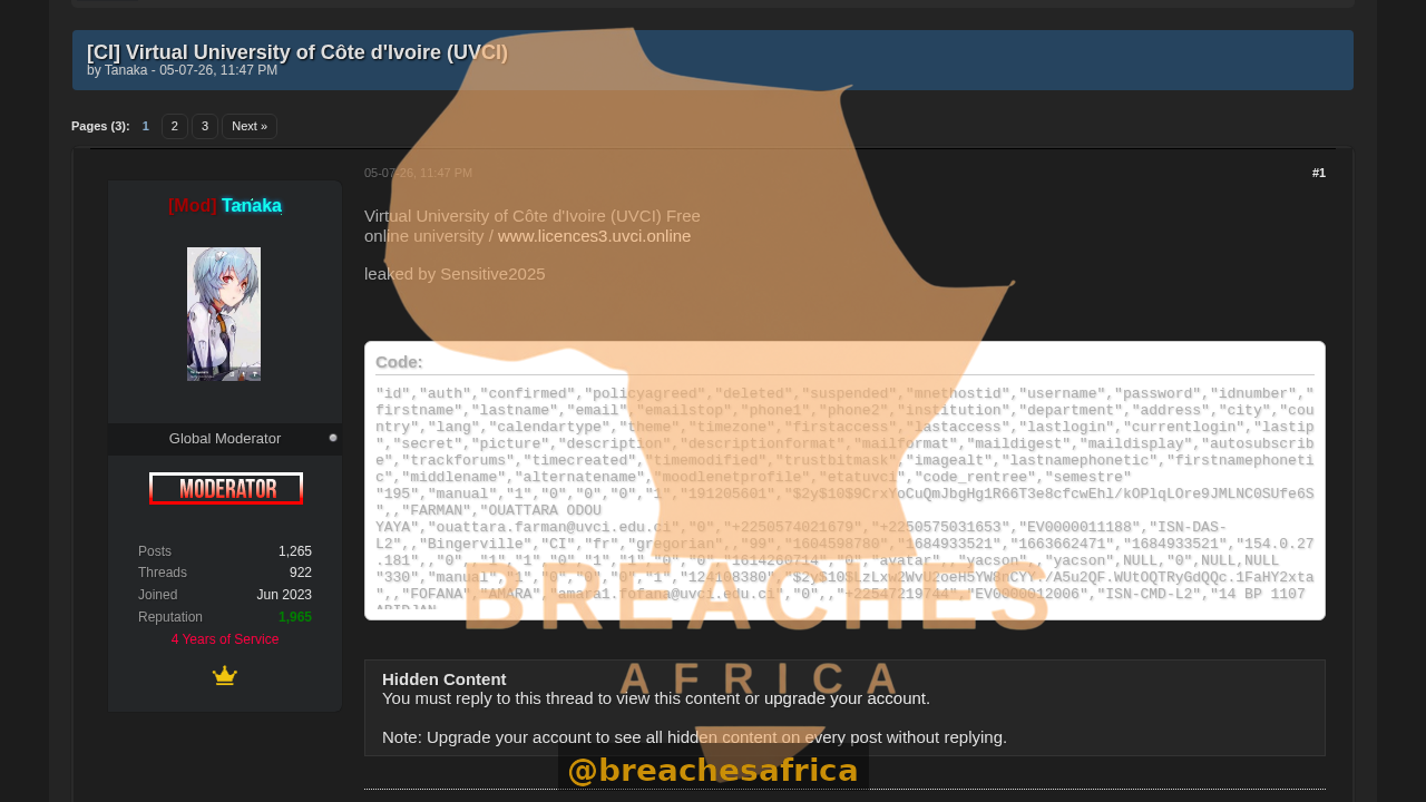 Screenshot of the DarkForums thread