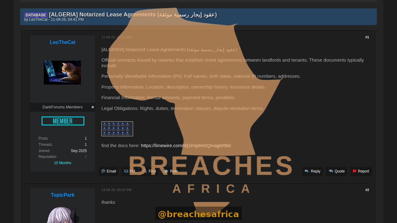 Screenshot of the DarkForums thread
