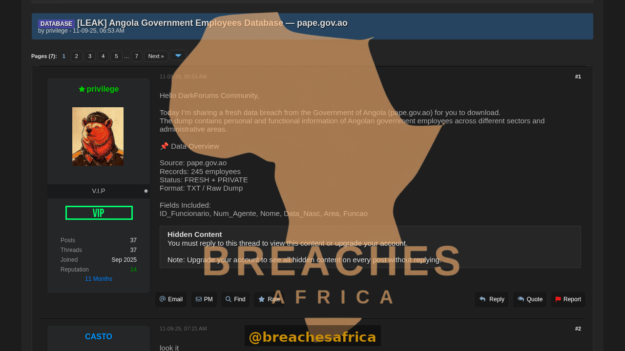 Screenshot of the DarkForums thread