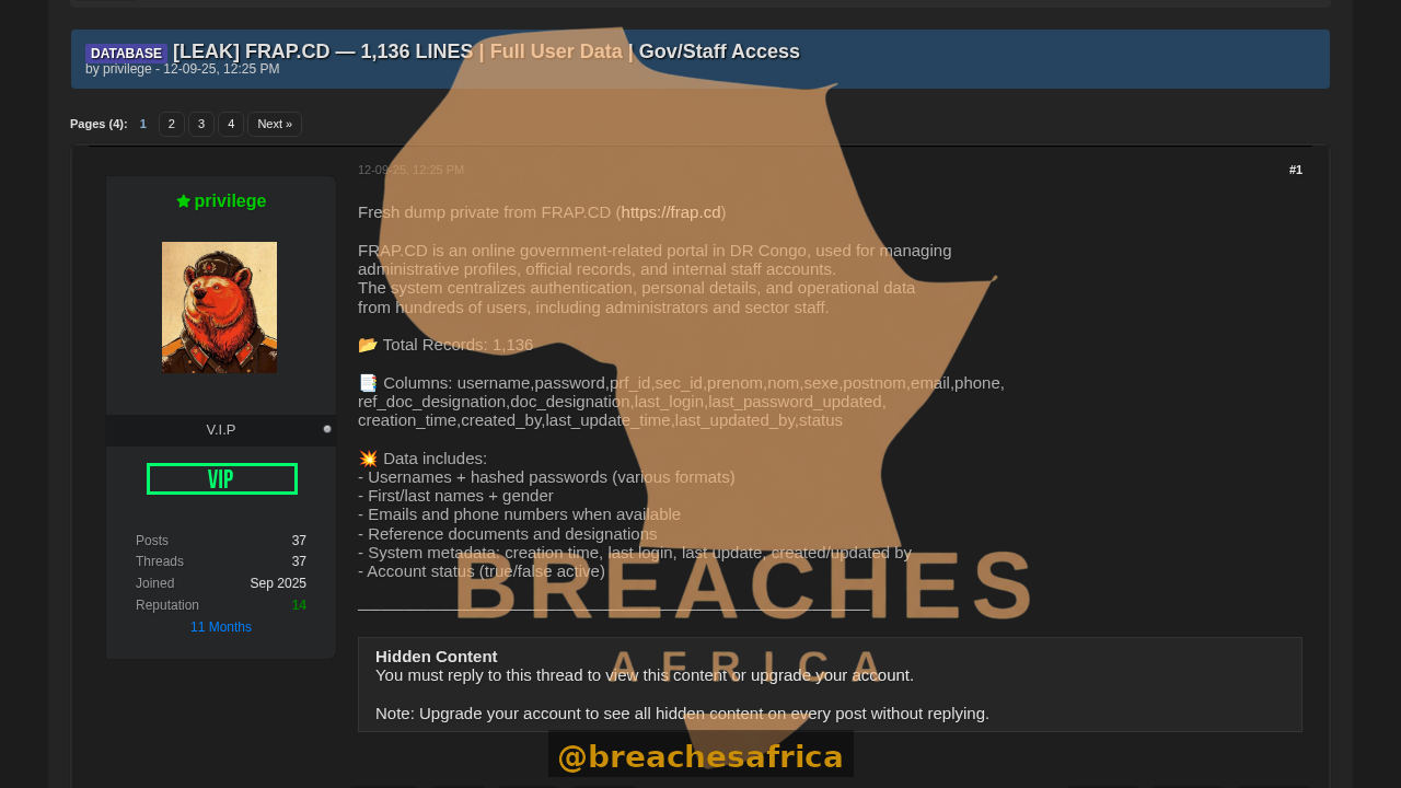 Screenshot of the DarkForums thread
