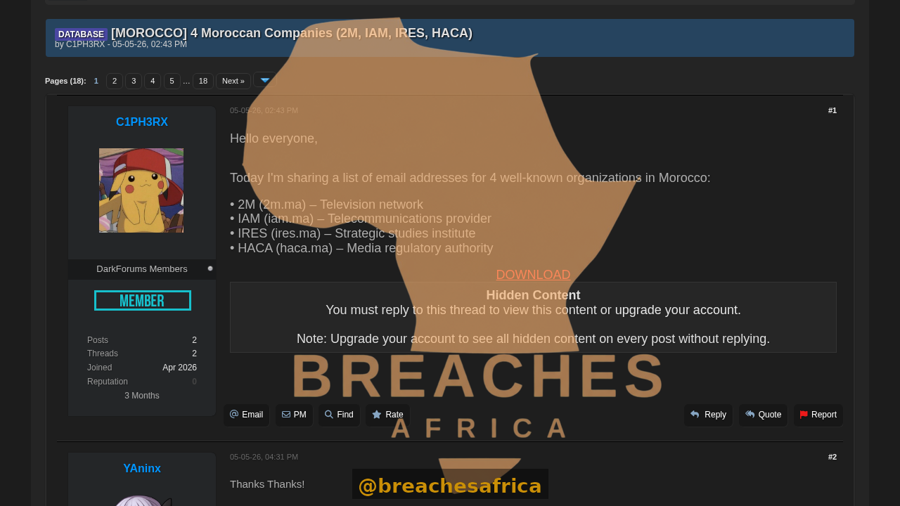 Screenshot of the DarkForums thread