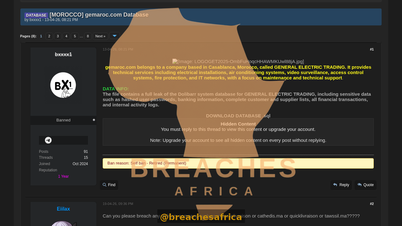 Screenshot of the DarkForums thread