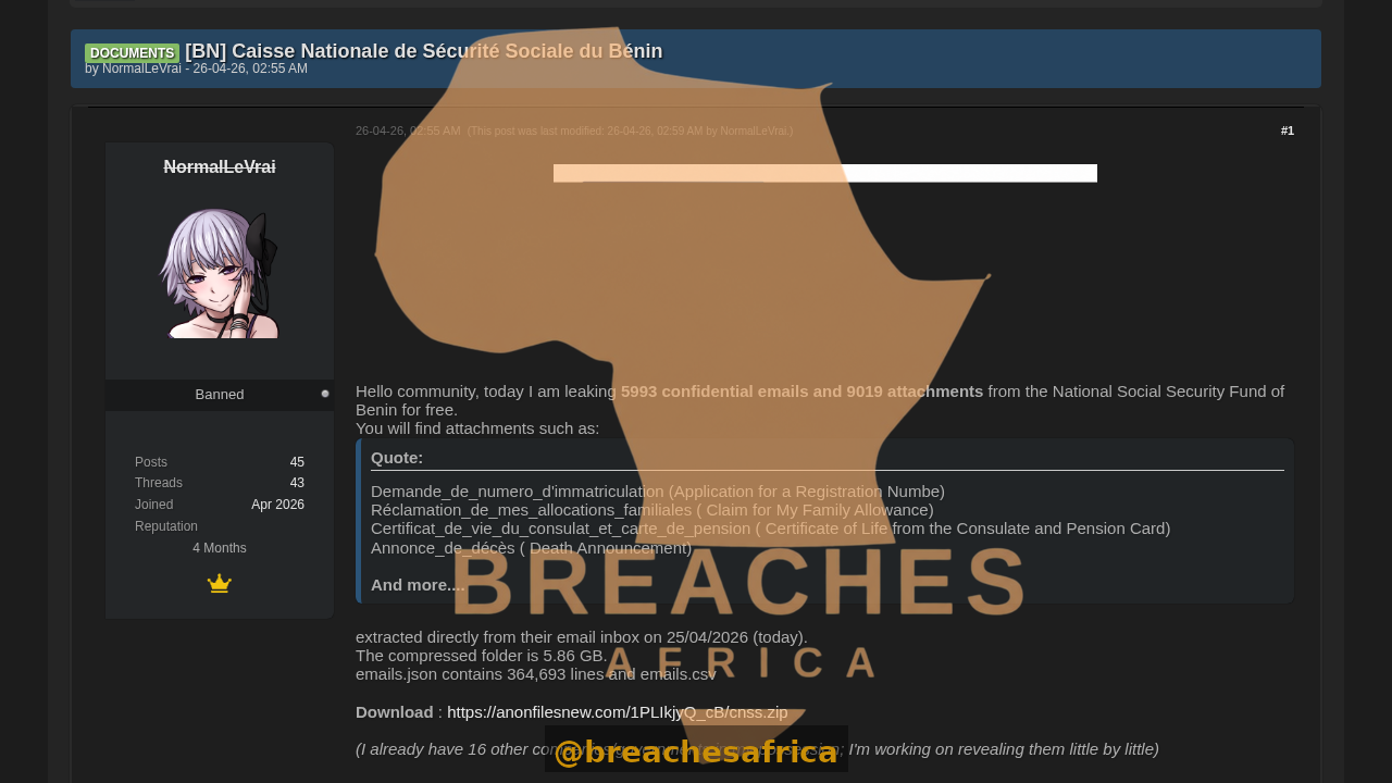 Screenshot of the DarkForums thread