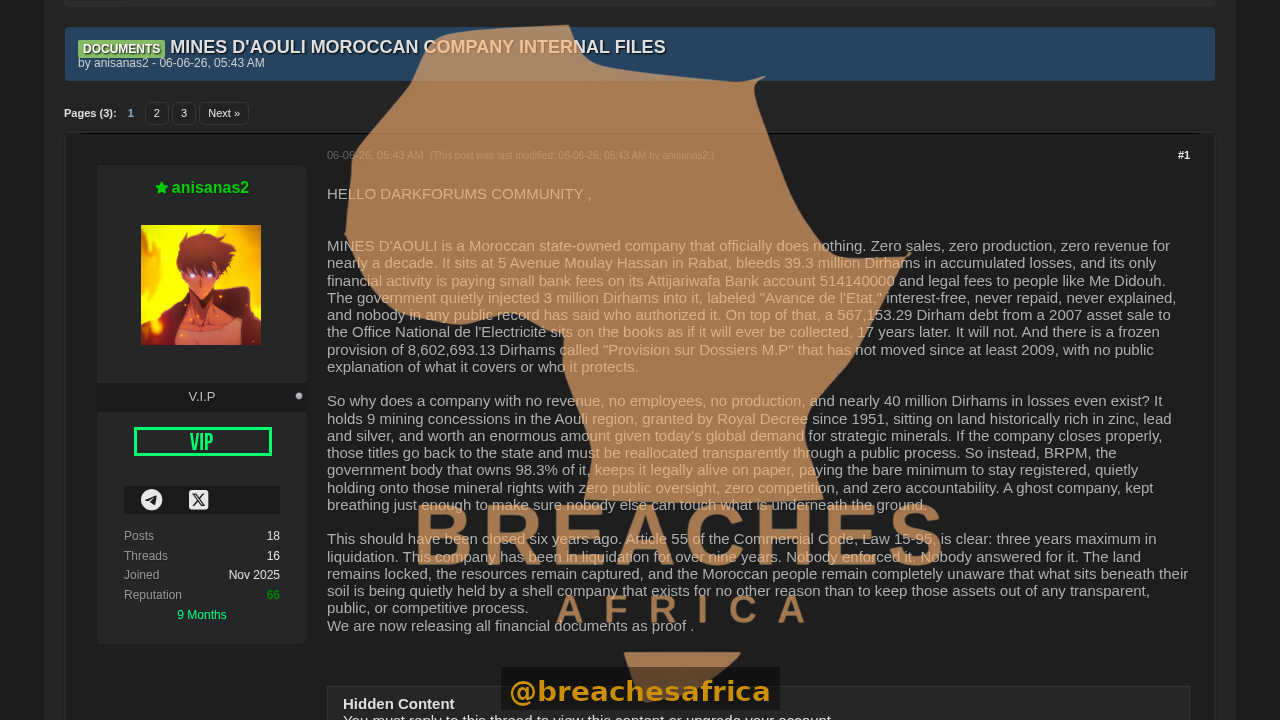 Screenshot of the DarkForums thread