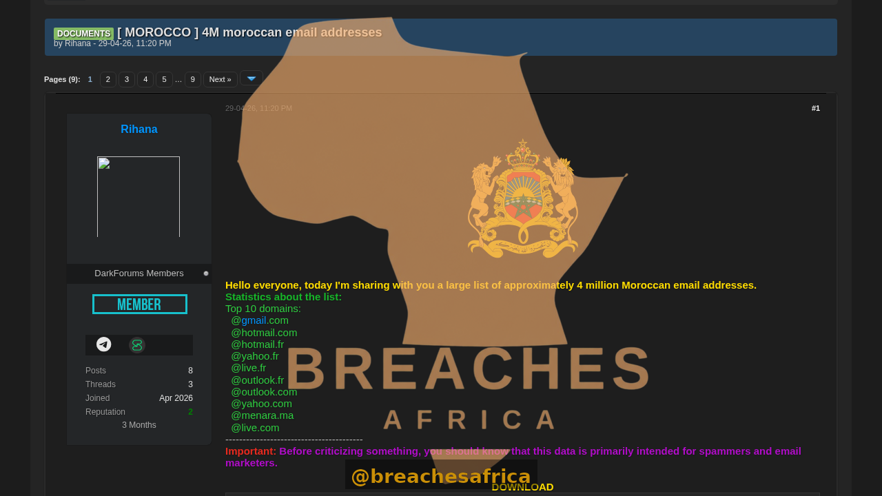 Screenshot of the DarkForums thread