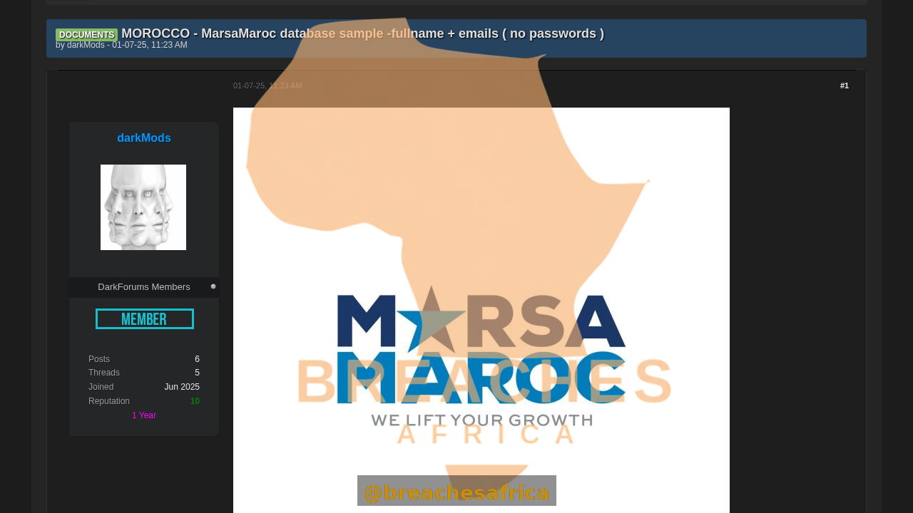 Screenshot of the DarkForums thread