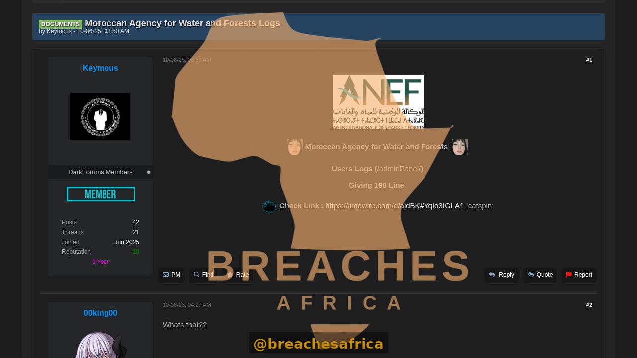 Screenshot of the DarkForums thread