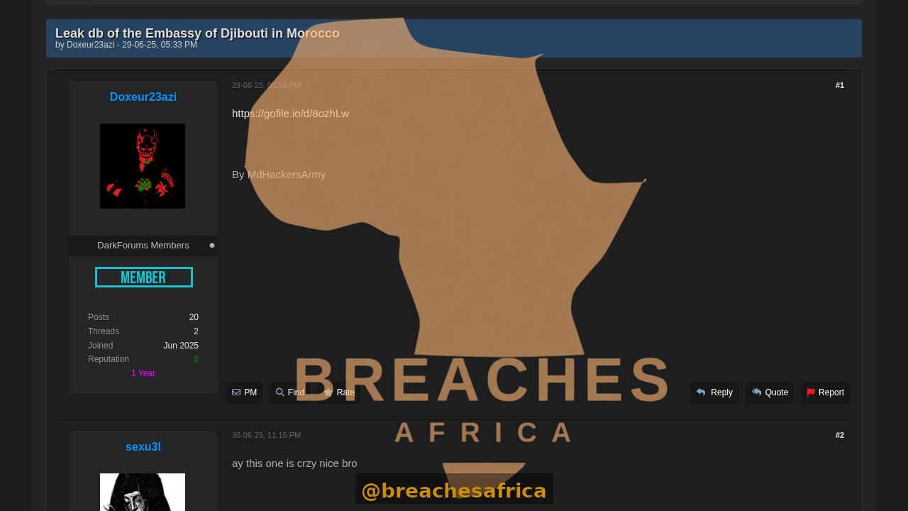Screenshot of the DarkForums thread