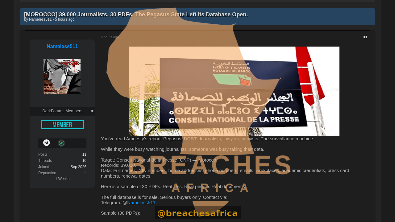 Conseil National de la Presse database offered on DarkForums
