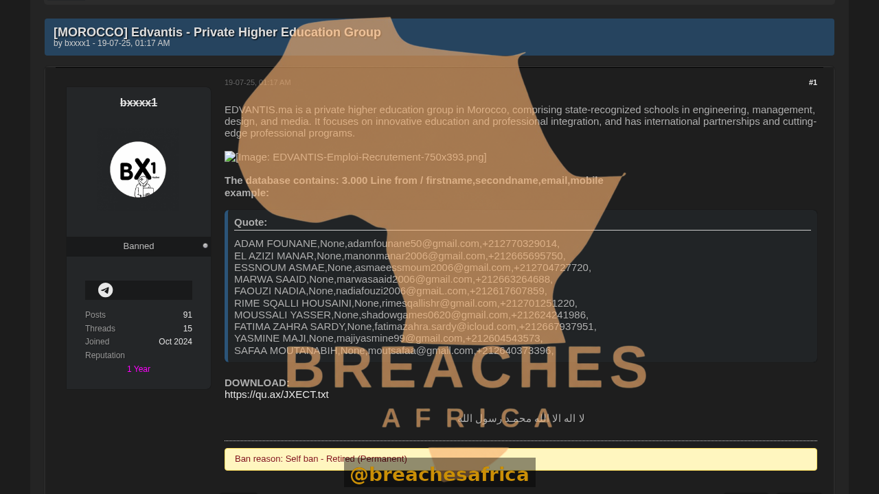 Screenshot of the DarkForums thread