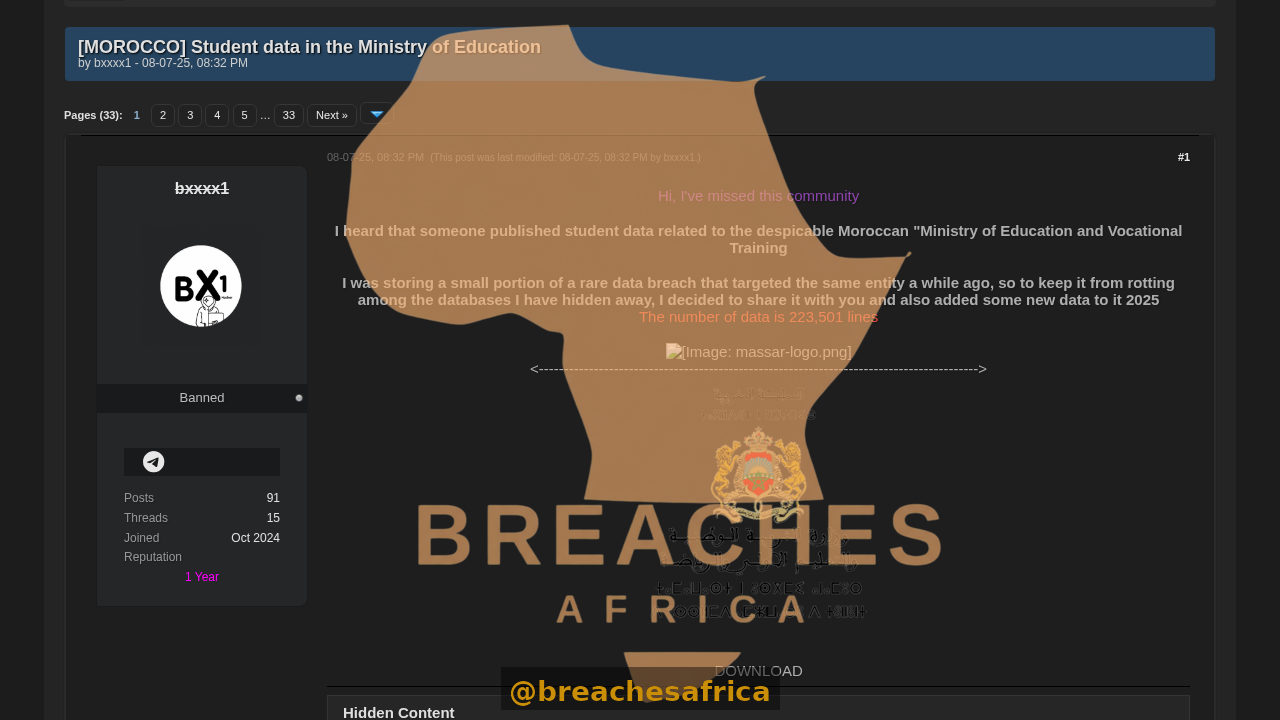 DarkForums thread on the Ministry of Education data