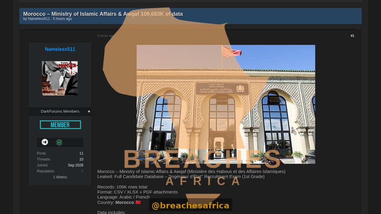 Ministry of Islamic Affairs candidate database posted on DarkForums