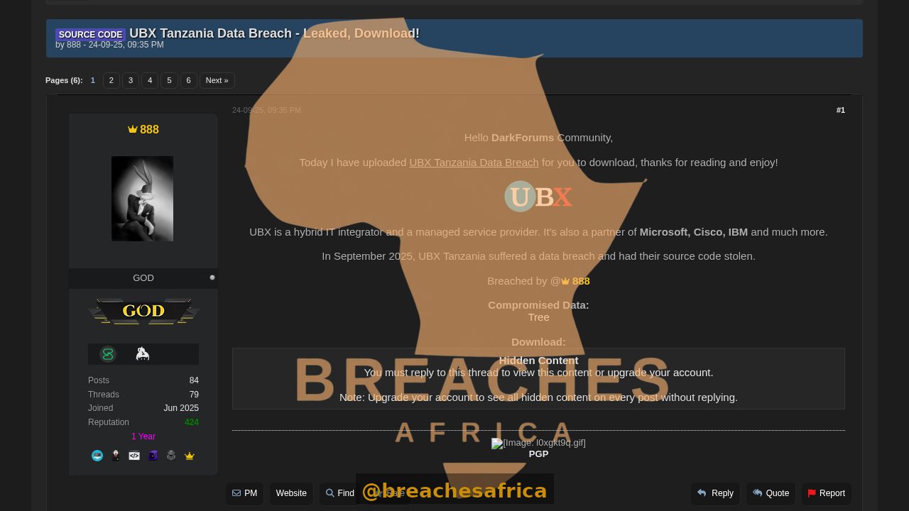 UBX Tanzania breach thread