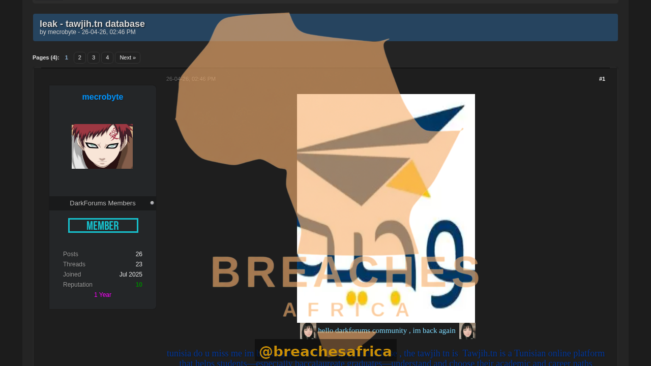 Screenshot of the DarkForums thread