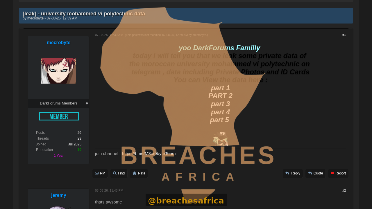 DarkForums thread on UM6P data