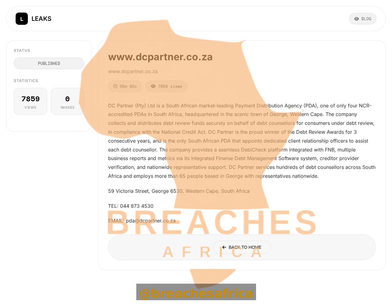 DC Partner leak site listing