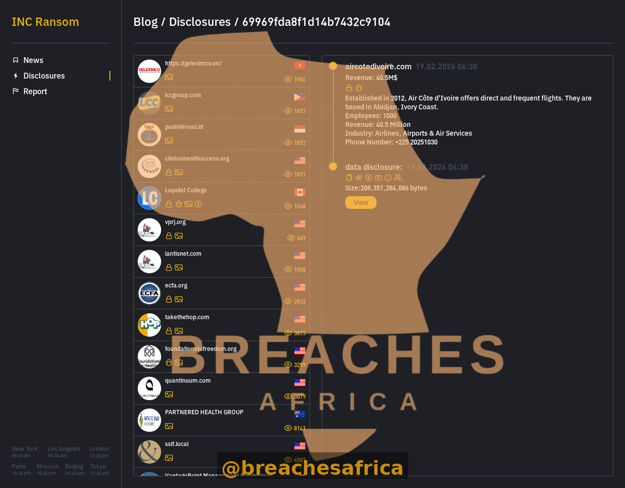 Air Cote d'Ivoire leak listing