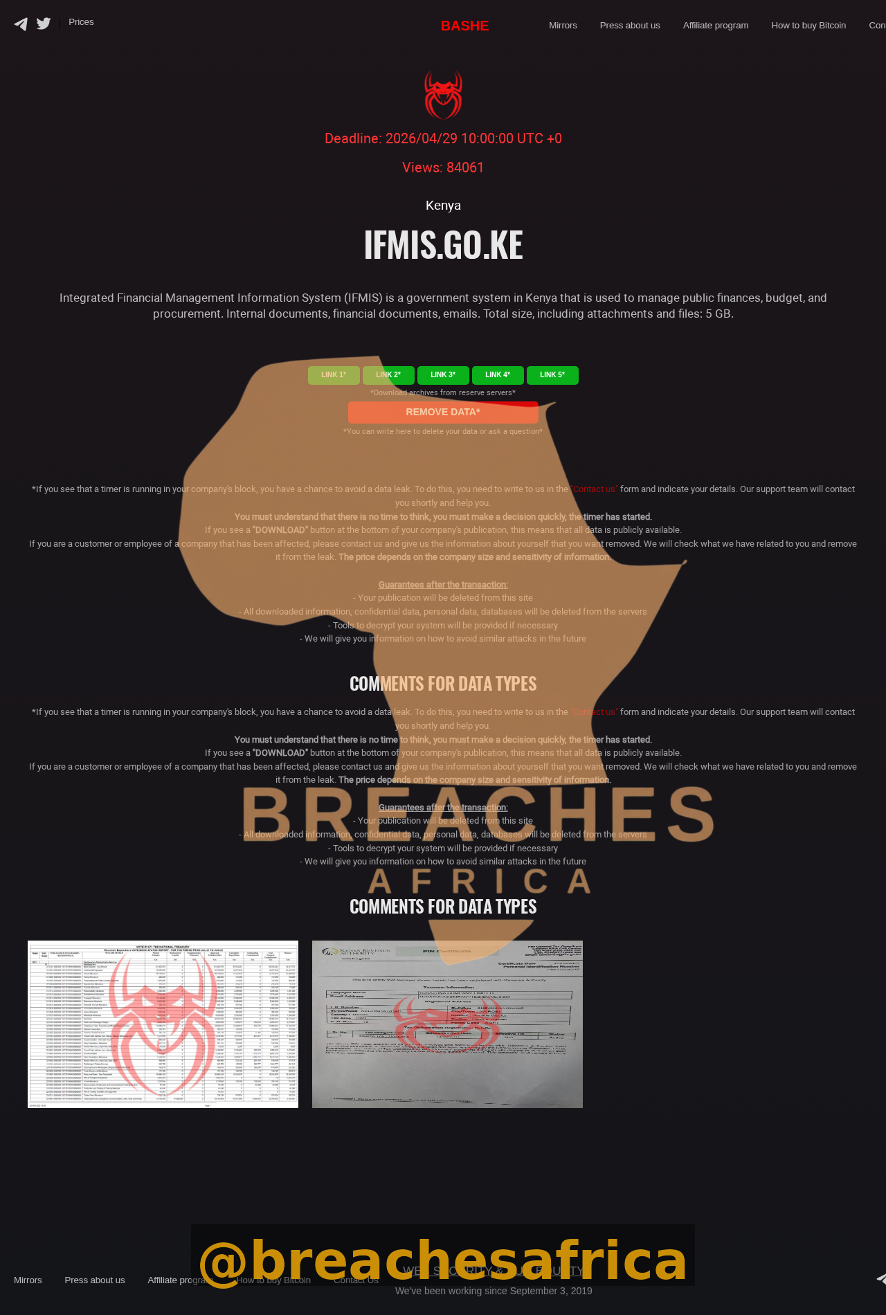 IFMIS leak listing