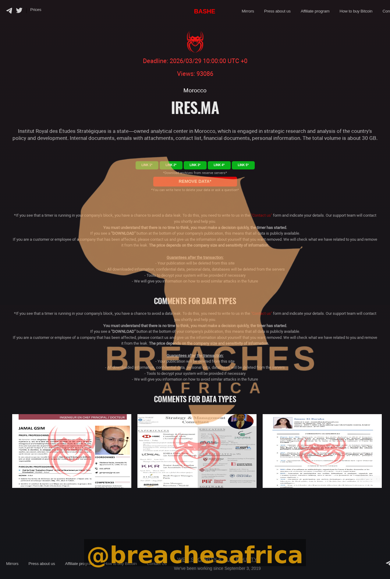IRES leak listing