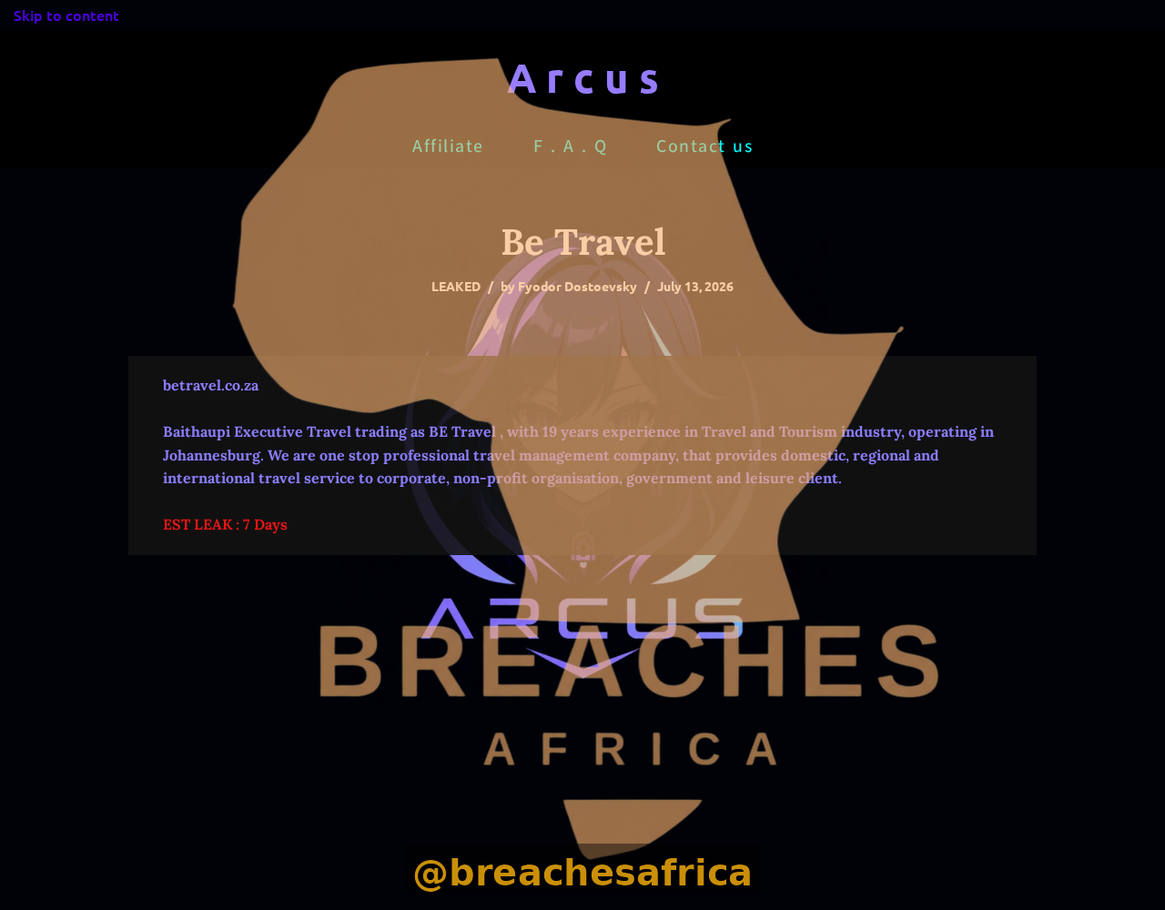 BE Travel leak listing