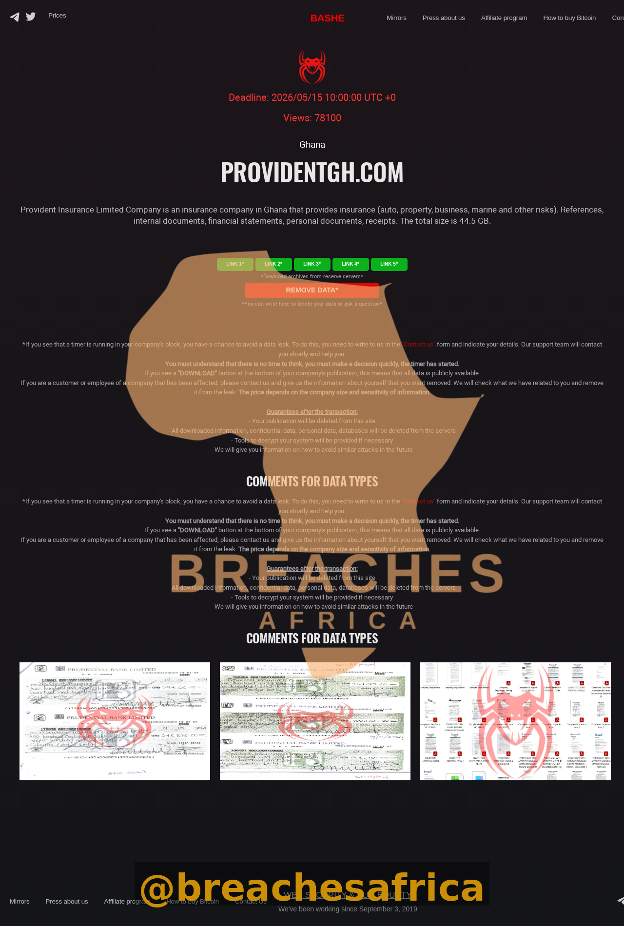 Provident Insurance leak listing