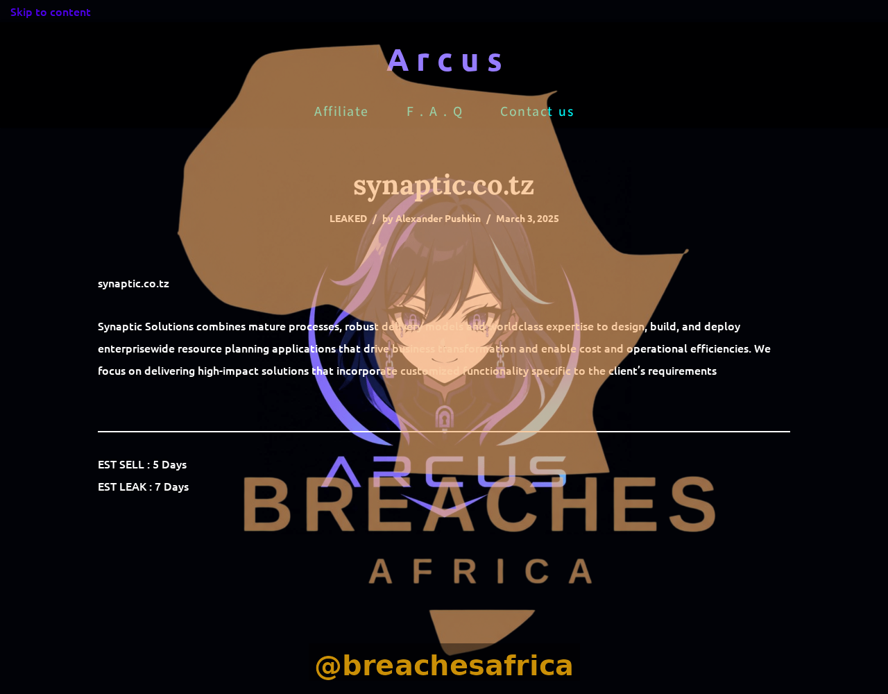 Synaptic Solutions leak listing