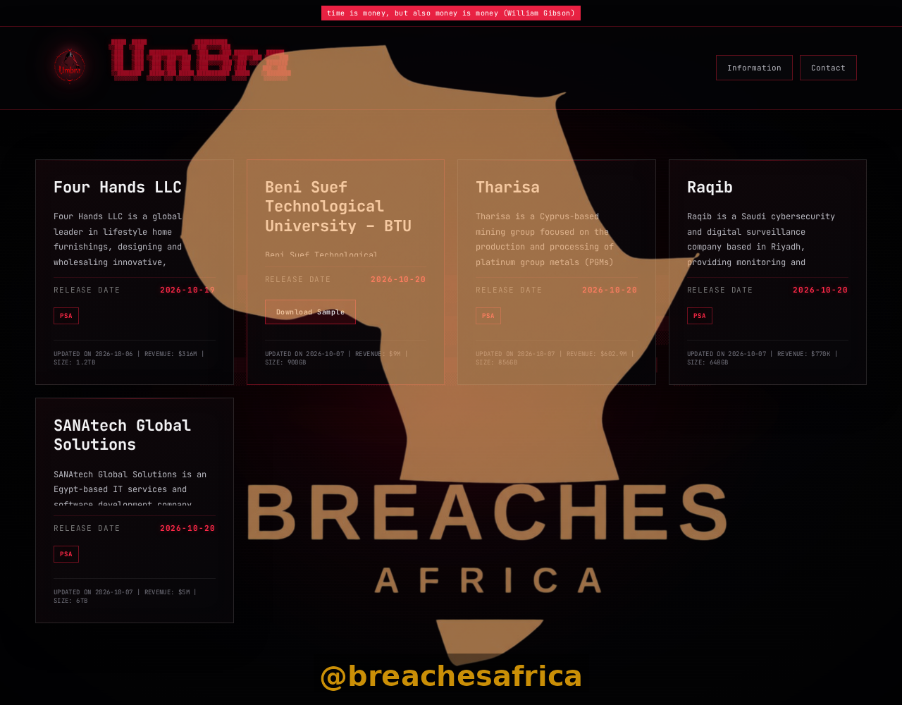 UmBra leak page for Helwan International Technological University