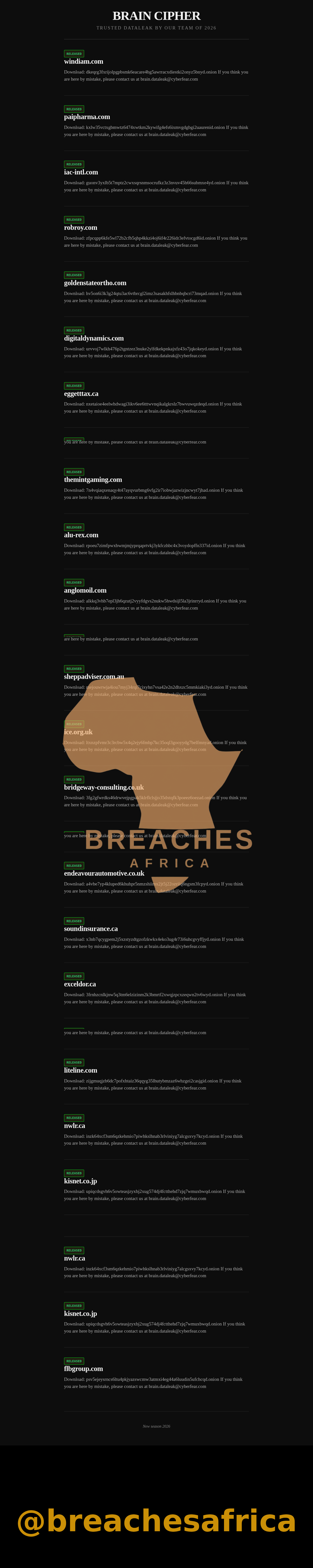 Leak site listing for ghanare.com