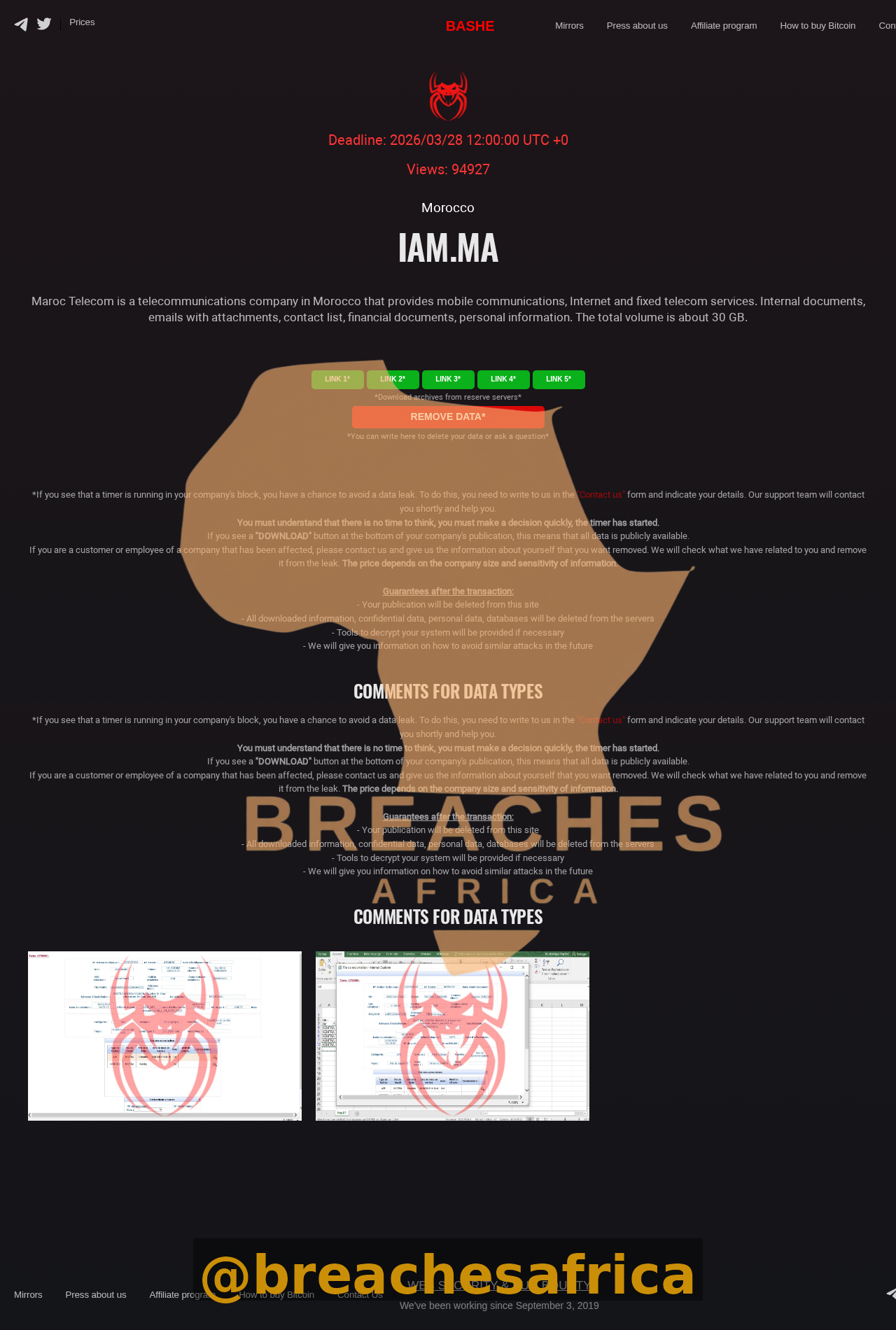 Maroc Telecom leak listing